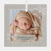 パーソナライズされた初めてのクリスマスオーナメント ガラスオーナメント (裏面)