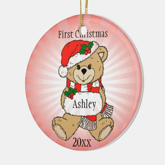 パーソナライズされた初めてのクリスマスオーナメント セラミックオーナメント (左)