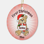 パーソナライズされた初めてのクリスマスオーナメント セラミックオーナメント (左)