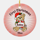 パーソナライズされた初めてのクリスマスオーナメント セラミックオーナメント (裏面)