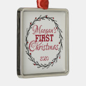 パーソナライズされた初めてのクリスマスオーナメント メタルオーナメント (右)
