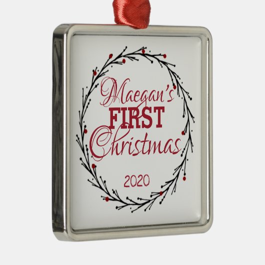 パーソナライズされた初めてのクリスマスオーナメント メタルオーナメント (右)
