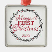 パーソナライズされた初めてのクリスマスオーナメント メタルオーナメント (正面)