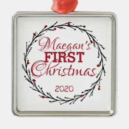 パーソナライズされた初めてのクリスマスオーナメント メタルオーナメント