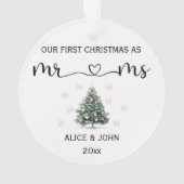 パーソナライズされた初めてのクリスマスカップル オーナメント (裏面)