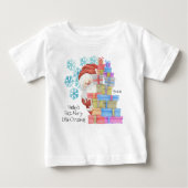 パーソナライズされた初めてのクリスマスカワイイ父親クリスマス ベビーTシャツ (正面)