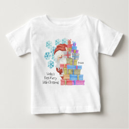 パーソナライズされた初めてのクリスマスカワイイ父親クリスマス ベビーTシャツ
