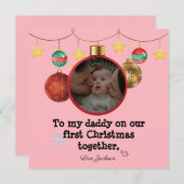 パーソナライズされた初めてのクリスマスカードfor Daddy, Photo 招待状 (正面/裏面)
