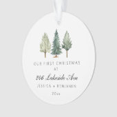 パーソナライズされた初めてのクリスマスズニューホームアクリル オーナメント (正面)