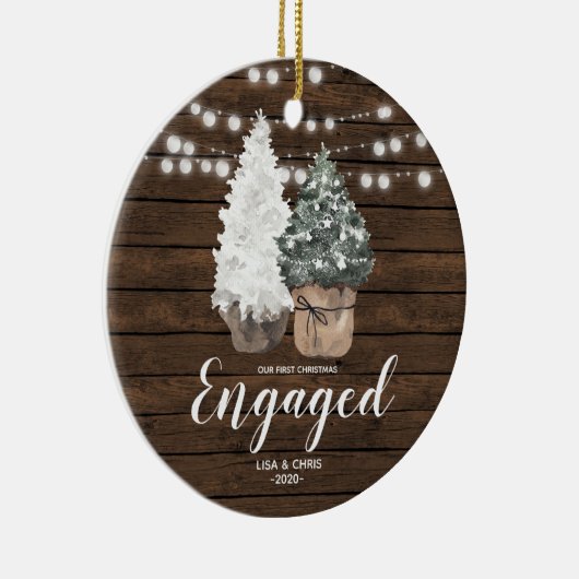 パーソナライズされた初めてのクリスマス婚約したオーナメント セラミックオーナメント (右)
