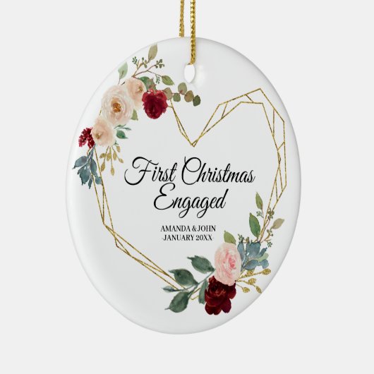 パーソナライズされた初めてのクリスマス婚約したオーナメント セラミックオーナメント (右)