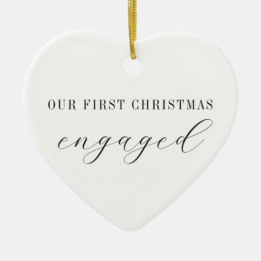 パーソナライズされた初めてのクリスマス婚約したカスタム写真 セラミックオーナメント (正面)