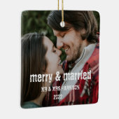 パーソナライズされた初めてのクリスマス婚約した装飾 セラミックオーナメント (右)