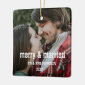 パーソナライズされた初めてのクリスマス婚約した装飾 セラミックオーナメント (左)