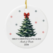 パーソナライズされた初めてのクリスマス婚約オーナメント セラミックオーナメント (裏面)