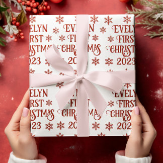 パーソナライズされた初めてのクリスマス文字 ラッピングペーパー