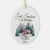 パーソナライズされた初めてのクリスマス新しいホームウォーターカラー セラミックオーナメント (右)
