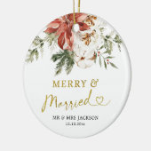 パーソナライズされた初めてのクリスマス結婚したオーナメント セラミックオーナメント (左)