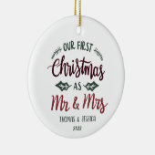 パーソナライズされた初めてのクリスマス結婚したオーナメント セラミックオーナメント (右)