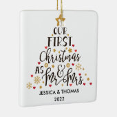 パーソナライズされた初めてのクリスマス結婚したオーナメント セラミックオーナメント (右)