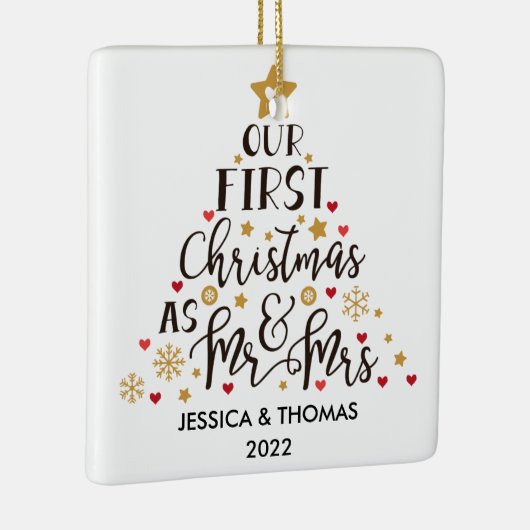 パーソナライズされた初めてのクリスマス結婚したオーナメント セラミックオーナメント (右)
