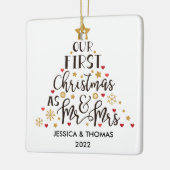 パーソナライズされた初めてのクリスマス結婚したオーナメント セラミックオーナメント (左)