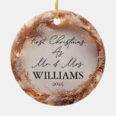 パーソナライズされた初めてのクリスマス結婚したヴィンテージ セラミックオーナメント (裏面)