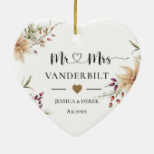 パーソナライズされた初めてのクリスマス結婚したKeepsake セラミックオーナメント (裏面)