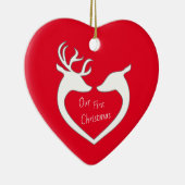 パーソナライズされた初めてのクリスマス鹿カップル セラミックオーナメント (右)
