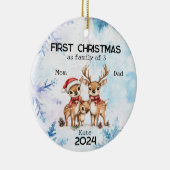 パーソナライズされた初めてのクリスマス3人 セラミックオーナメント (右)