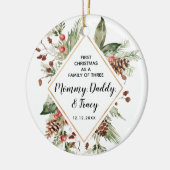 パーソナライズされた初めてのクリスマス セラミックオーナメント (左)