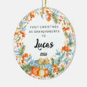 パーソナライズされた初めてのクリスマス セラミックオーナメント (左)