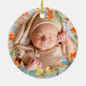 パーソナライズされた初めてのクリスマス セラミックオーナメント (裏面)