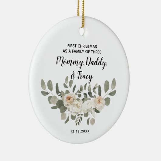 パーソナライズされた初めてのクリスマス セラミックオーナメント (右)