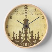 パーソナライズされた動揺してミュージカルノートシャンデリア 壁時計 (正面)