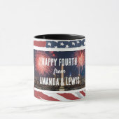 パーソナライズされた動揺して米国国旗 マグカップ (中央)