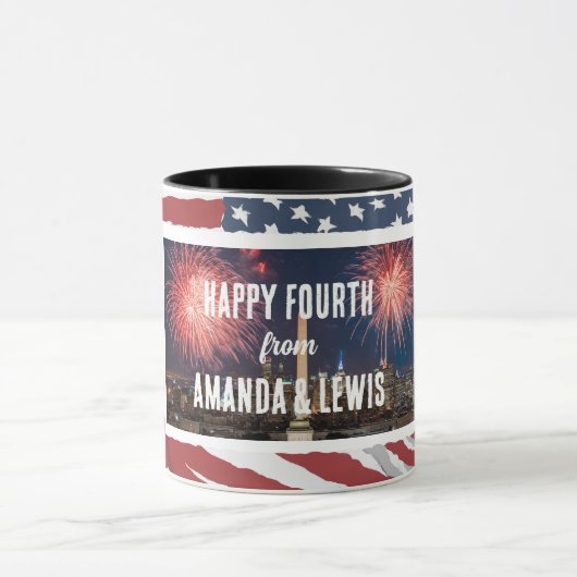 パーソナライズされた動揺して米国国旗 マグカップ (中央)