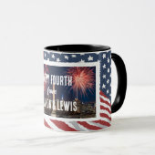 パーソナライズされた動揺して米国国旗 マグカップ (正面右)