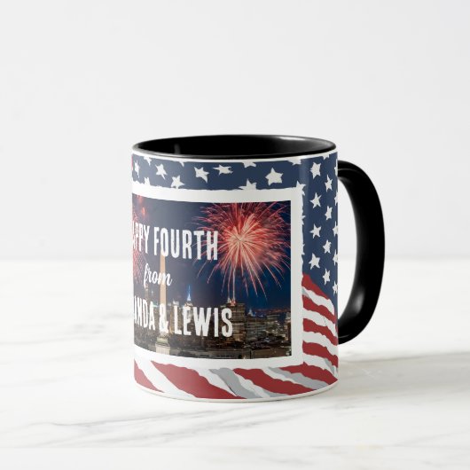 パーソナライズされた動揺して米国国旗 マグカップ (正面右)
