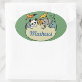 パーソナライズされた動物動物 楕円形シール (バッグ)