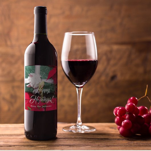 パーソナライズされた包まれたChristmas Present Photo ワインラベル