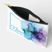 パーソナライズされた化粧品バッグ – 水彩フラワー アクセサリーポーチ (見開き)