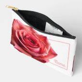 パーソナライズされた化粧品バッグ – 珊瑚/ピンクローズ アクセサリーポーチ (見開き)