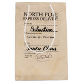 パーソナライズされた北極急行便クリスマス ミディアムペーパーバッグ (正面)