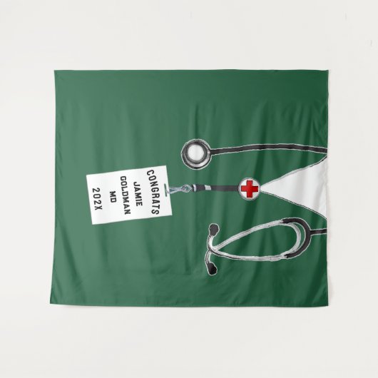 パーソナライズされた医学校卒業おめでとう タペストリー (正面(横))