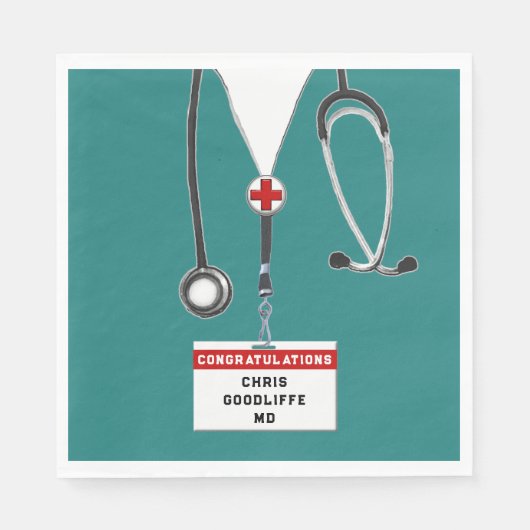 パーソナライズされた医学校卒業パーティナプキ スタンダードランチョンナプキン (正面)