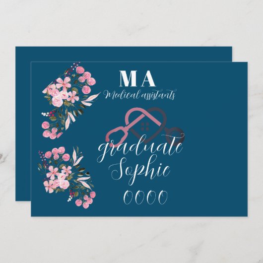 パーソナライズされた医療アシスタントの卒業生 招待状 (正面/裏面)