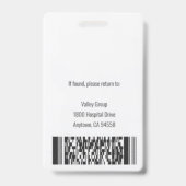 パーソナライズされた医療従事者写真IDバッジ バッジ (裏面)