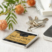 パーソナライズされた卒業キーチェーン金ゴールドとブラック キーホルダー (側面)