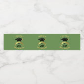 パーソナライズされた卒業グリーンブラックウォーターボトル ペットボトルラベル (シングルラベル)